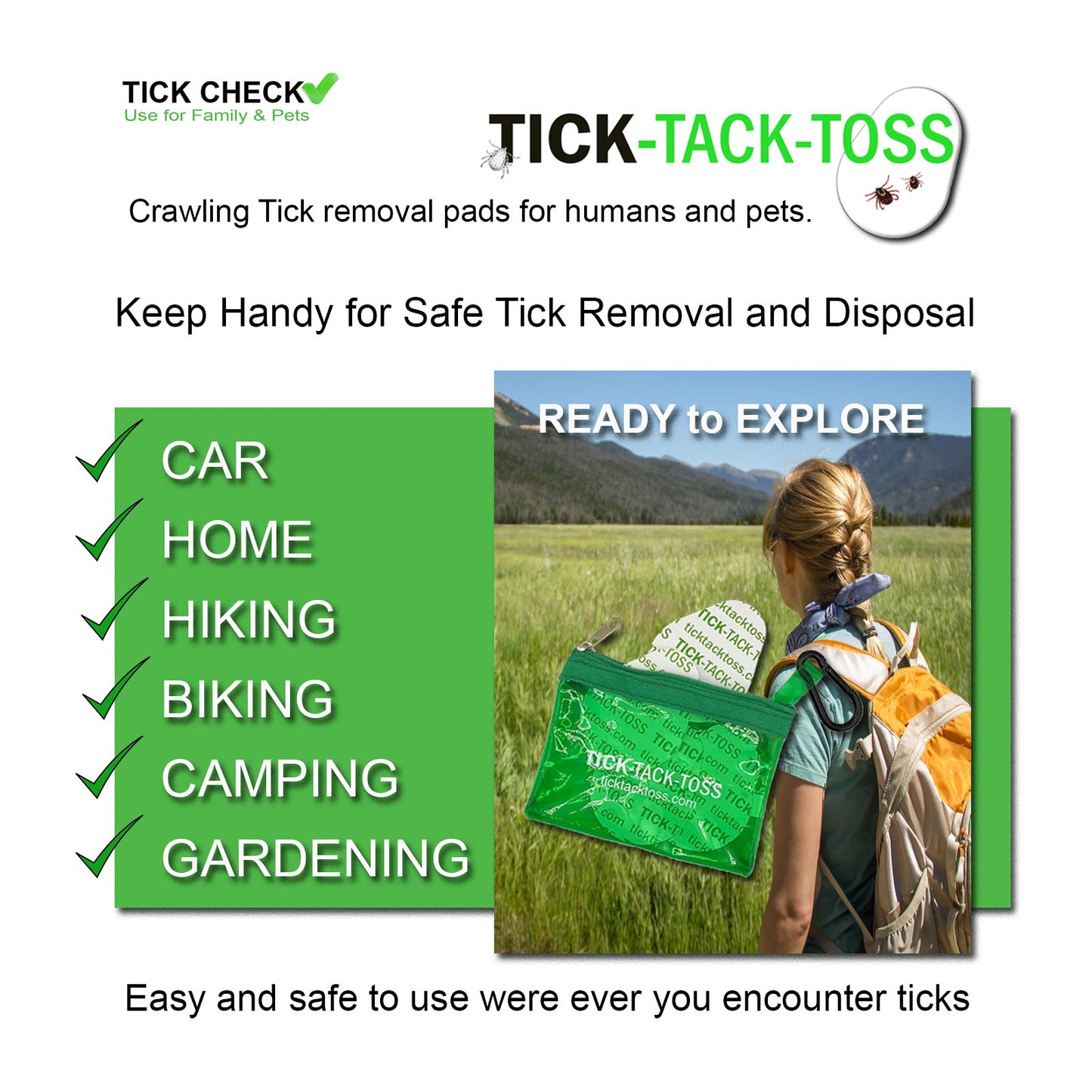 Qty-16 Crawling Tick Removal & Disposal Pads - On The Go Pouch