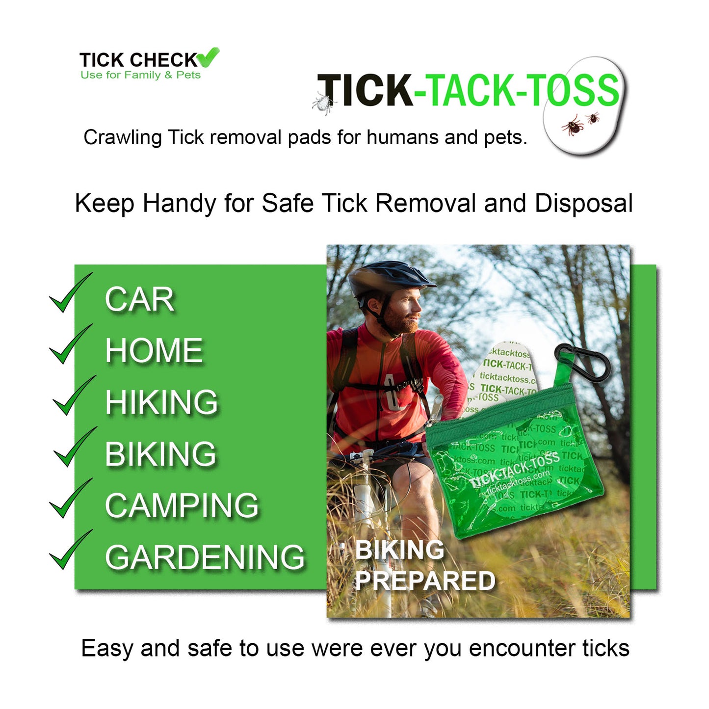Qty - 32 Crawling Tick Removal & Disposal Pads - On The Go Pouch