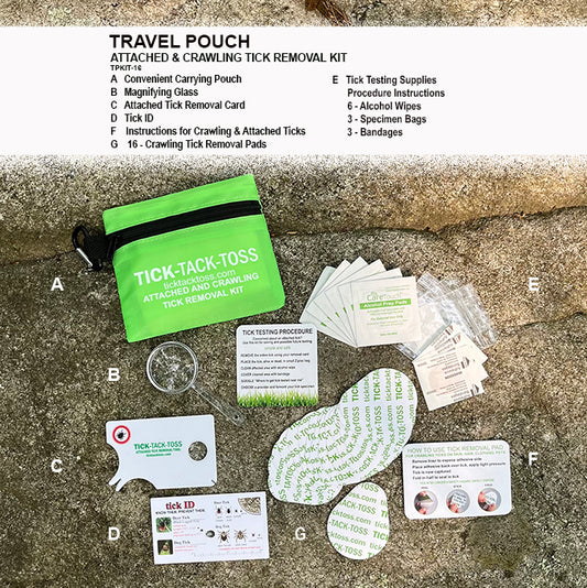 Attached & Crawling Tick Removal Kit - Travel Pouch with 16 Crawling Tick Removal Pads