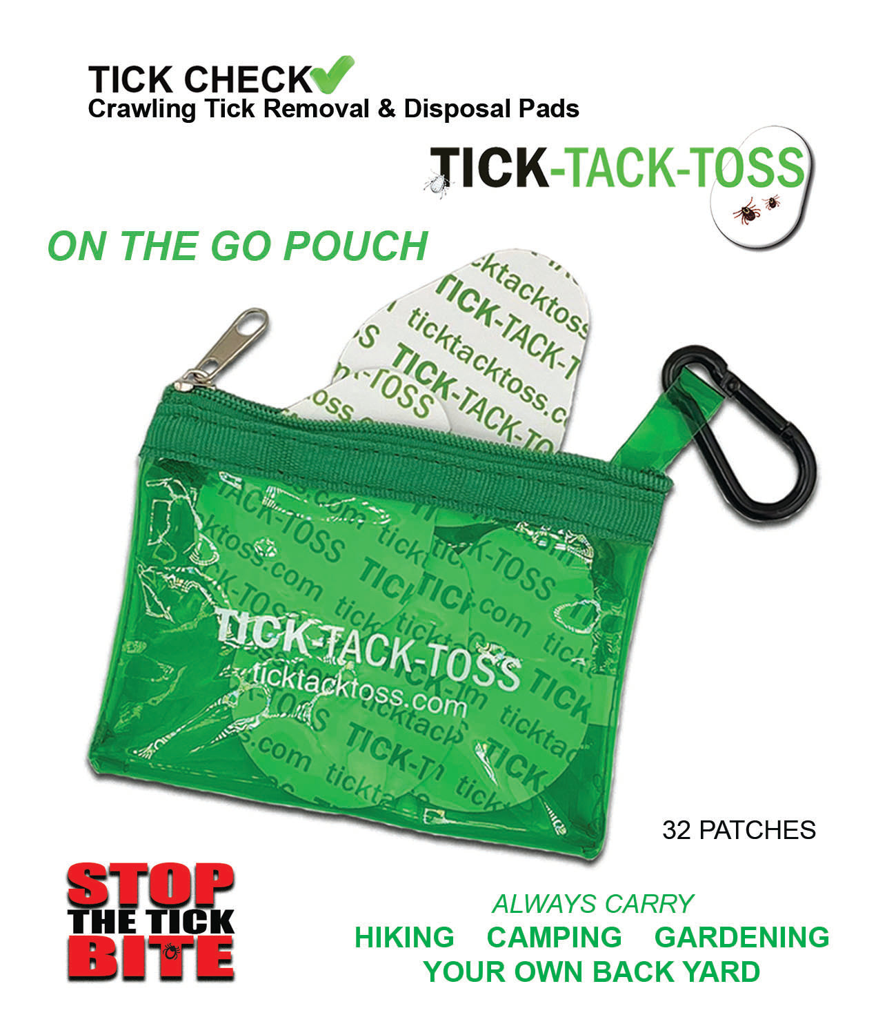 Qty - 32 Crawling Tick Removal & Disposal Pads - On The Go Pouch